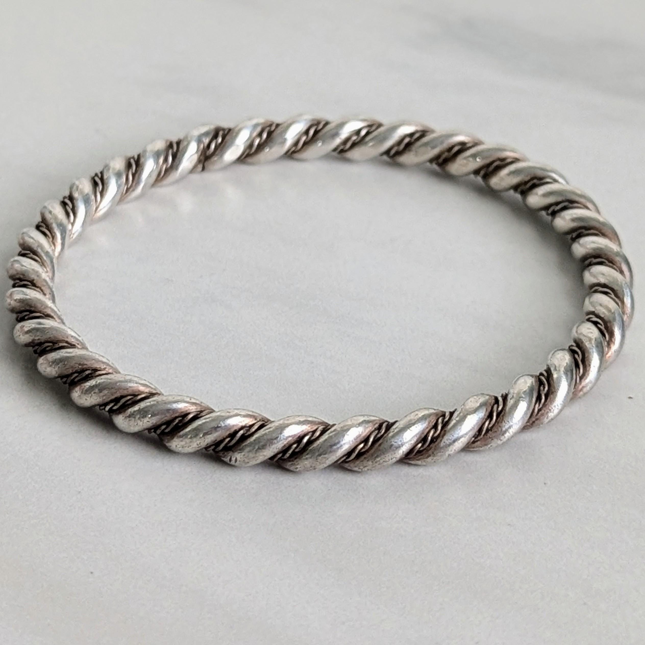 Navajo Sterling Silver Twisted Braided Bangle Bracelet 45.5