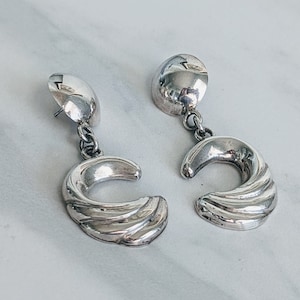 Mexico Sterling Silver Swirl Drop Post Earrings