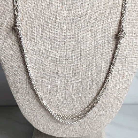 Sterling Silver Double Knot Triple Chain Necklace