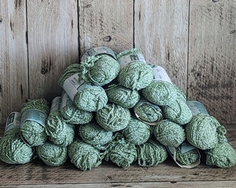 Vintage Reynolds Velourette Yarn Made in France Viscose-Cotton Blend - 22 Skeins - Celadon Green