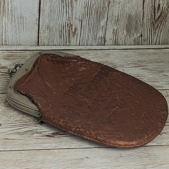 1920s Leather Coin Purse with Kiss Clasp