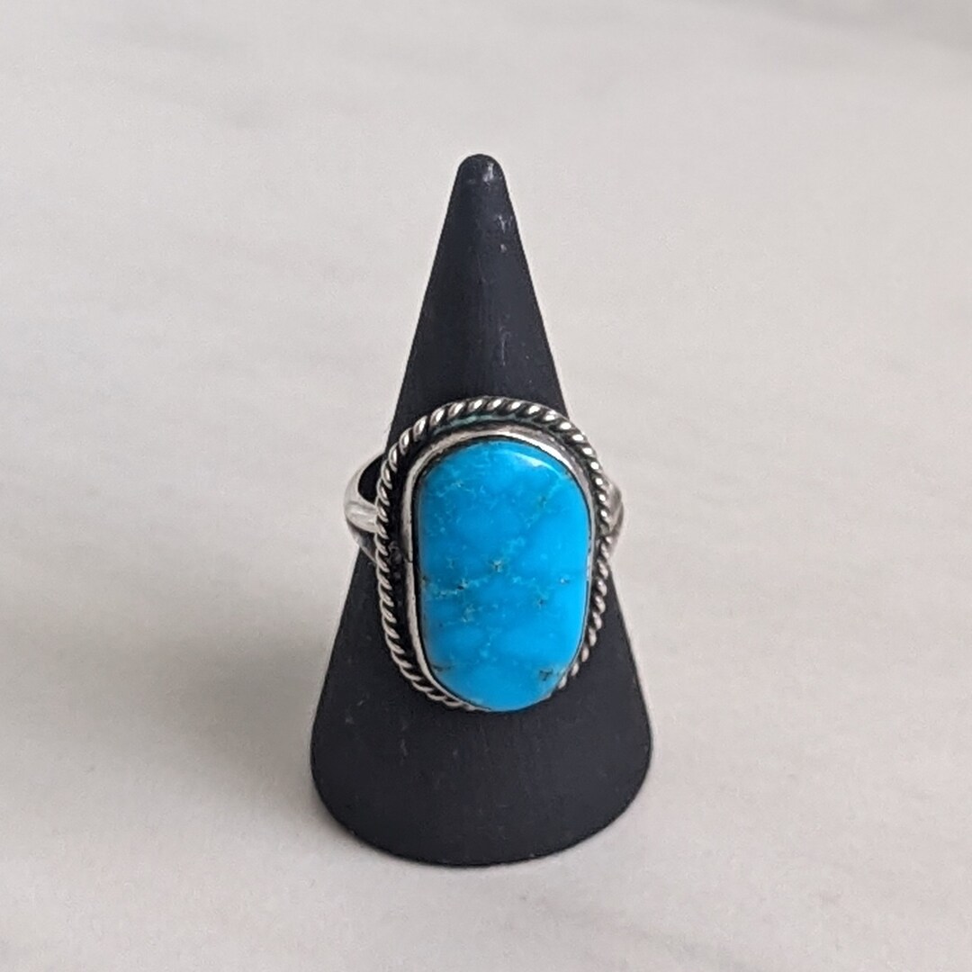 Vintage Native American Turquoise Sterling Silver Ring Sz. 5 3/4 - Etsy