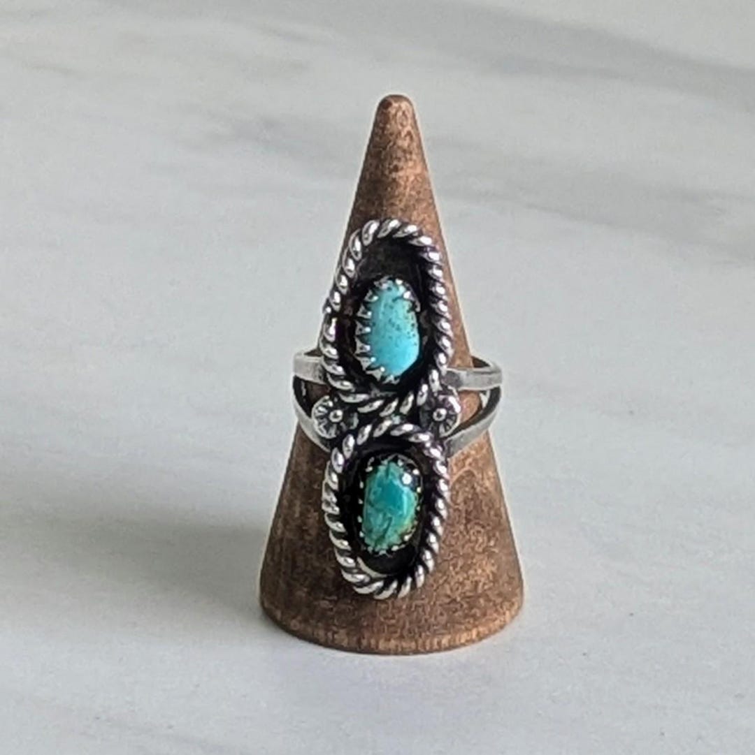 Vintage Navajo Turquoise Sterling Silver Ring Sz. 6 1/2 - Etsy