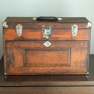 Antique H. Gerstner & Sons 7 Drawer Oak Wood Machinest Tool Box