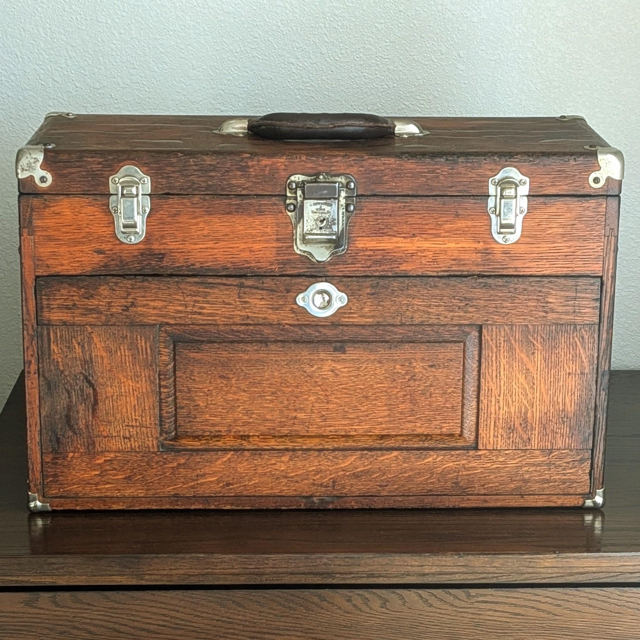 置物 #50s60sMichelindollwithvintagesweatshirt Antique H. Gerstner & Sons 7 Drawer Oak Wood Machinest Tool Box