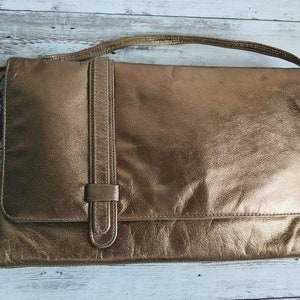 1970s BLOCK Metallic Gold Shoulder Bag Clutch