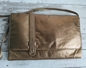 1970s BLOCK Metallic Gold Shoulder Bag Clutch