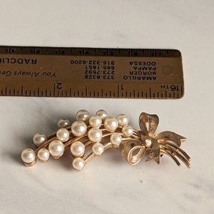 Crown Trifari Faux Pearl Bouquet Brooch image 6