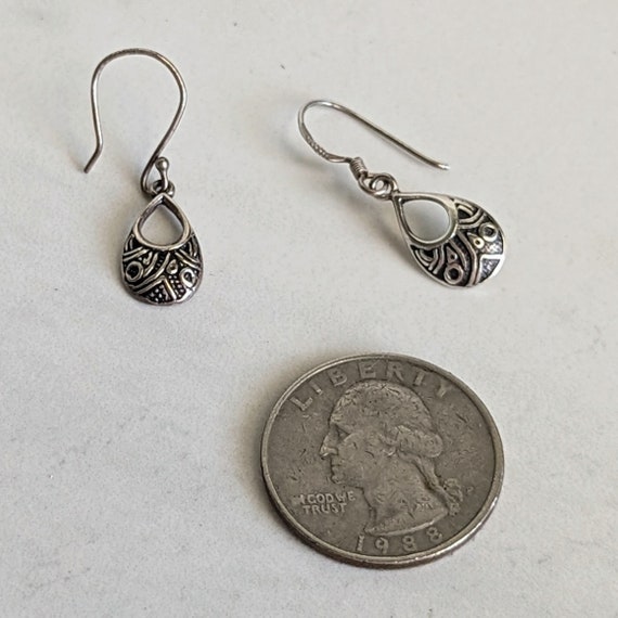 925 Silver Petite Dangle Earrings - Signed MC - image 1