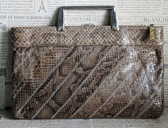 1970s Bags by Veron Snakeskin Leather Clutch Purs… - image 2