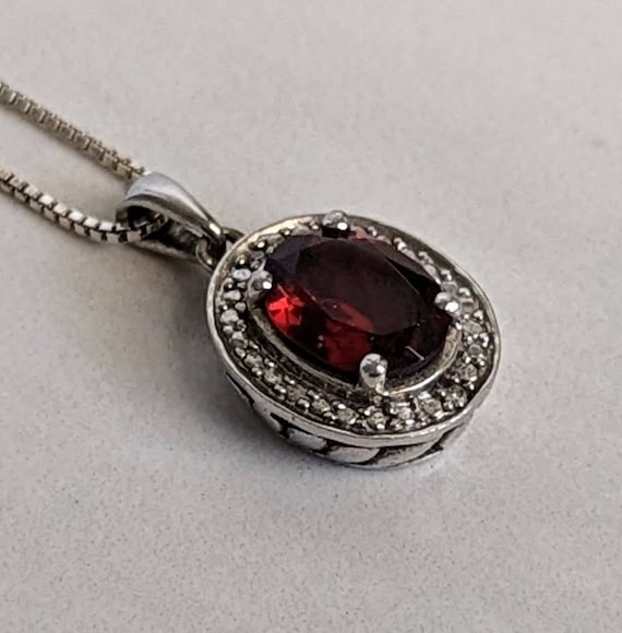 Sterling Silver Simulated Ruby Necklace