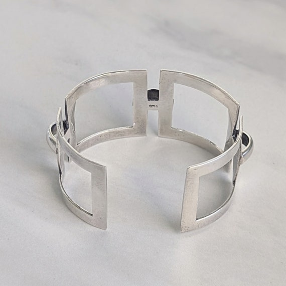Vintage Sterling Silver Modernist Wide Cuff Brace… - image 3
