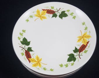 6 Vintage Homer Laughlin Rhythm Fall Leaves Dessert Plates