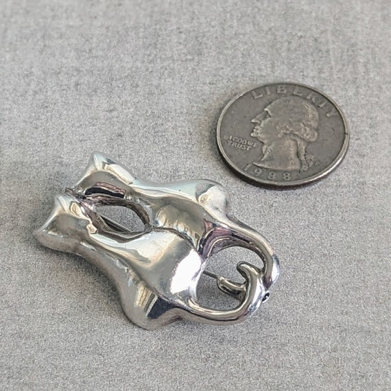 Sterling Silver Cat Pin Brooch Adorable Loving Ca… - image 3