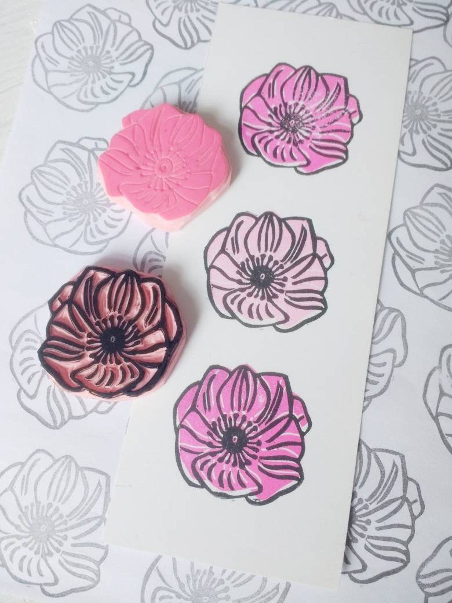 Tampon en caoutchouc de fleur danémone timbre de fleur Etsy France