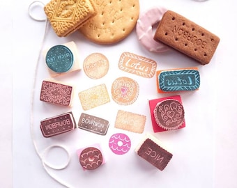 Biscuit cookie rubber stamps.