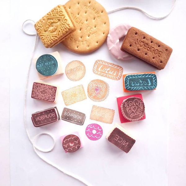 Biscuit cookie rubber stamps.