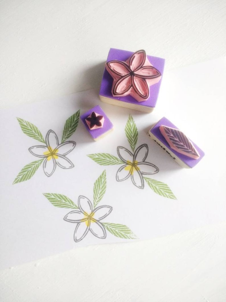 Plumeria rubber stamp tropical flower stamp frangipani Etsy
