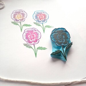 Pansy flower rubber stamp. image 2