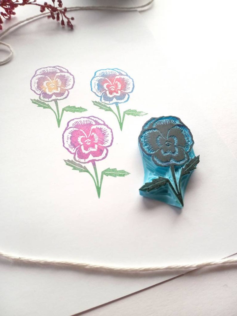 Pansy flower rubber stamp. image 2