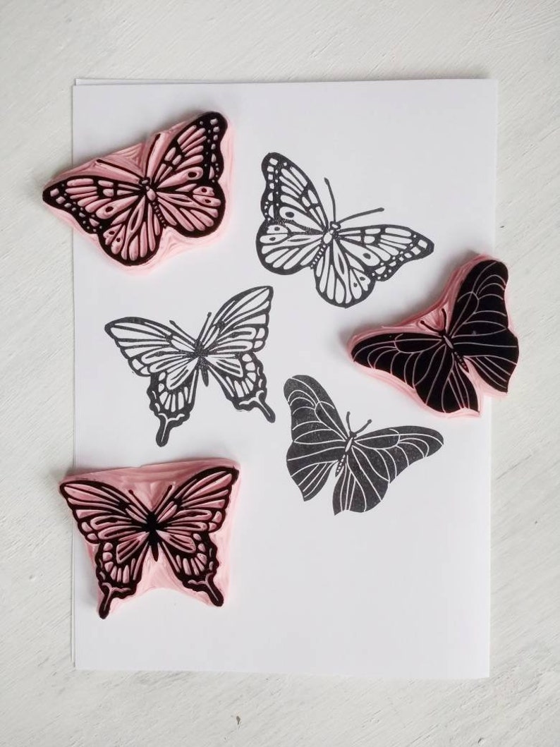 Butterfly Rubber Stamp Set of 3 Butterflies Nature Lover Etsy UK