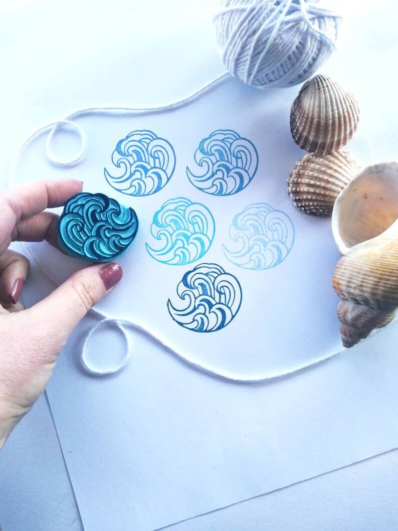 Wave Rubber Stamp For Sea Life And Beach Themed Decor Paper Paper Party Supplies Kromasol Com