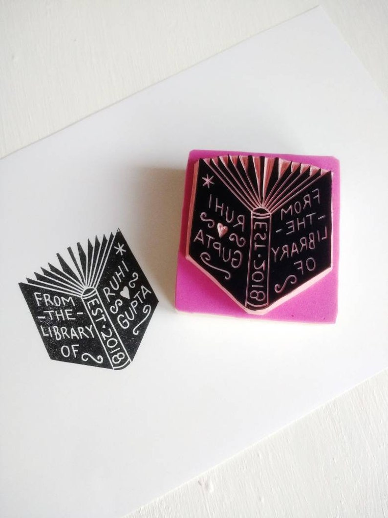 Ex libris stamp library stamp book rubber stamp book lover Etsy
