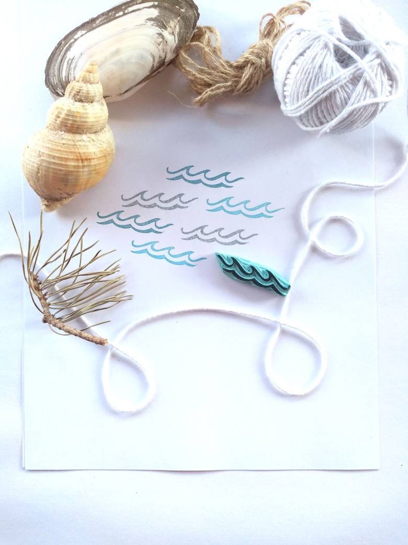 Wave rubber stamp for sea life decor.