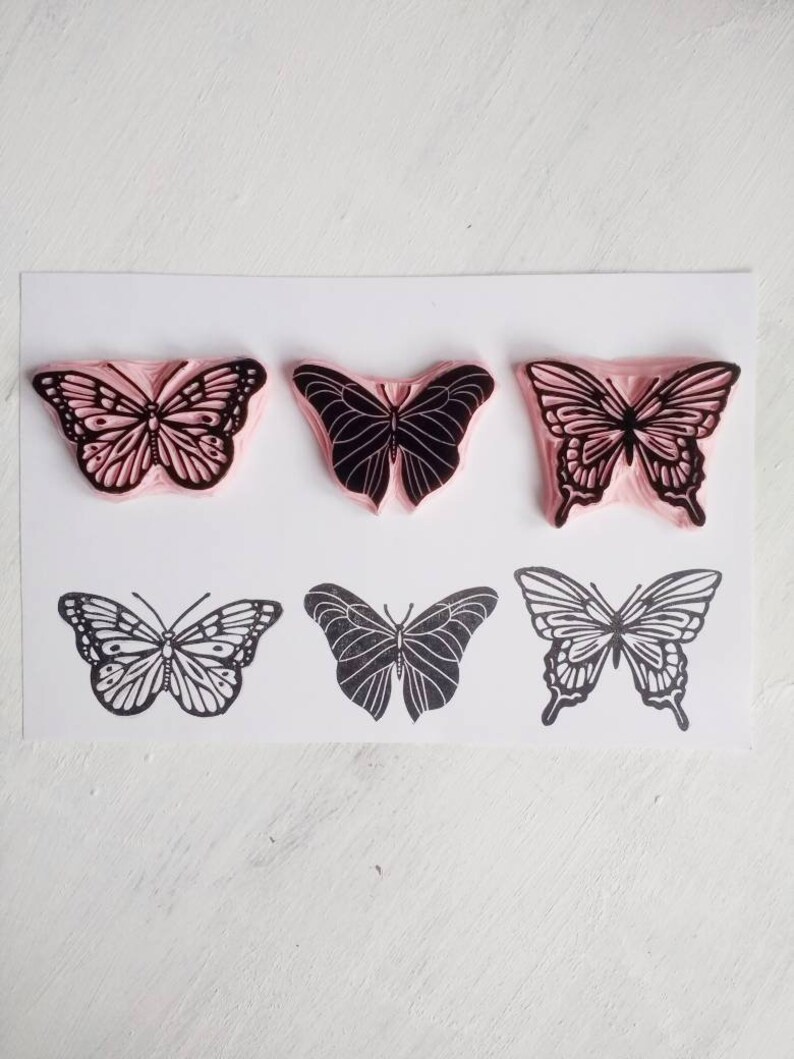 Butterfly Rubber Stamp Set of 3 Butterflies Nature Lover Etsy UK