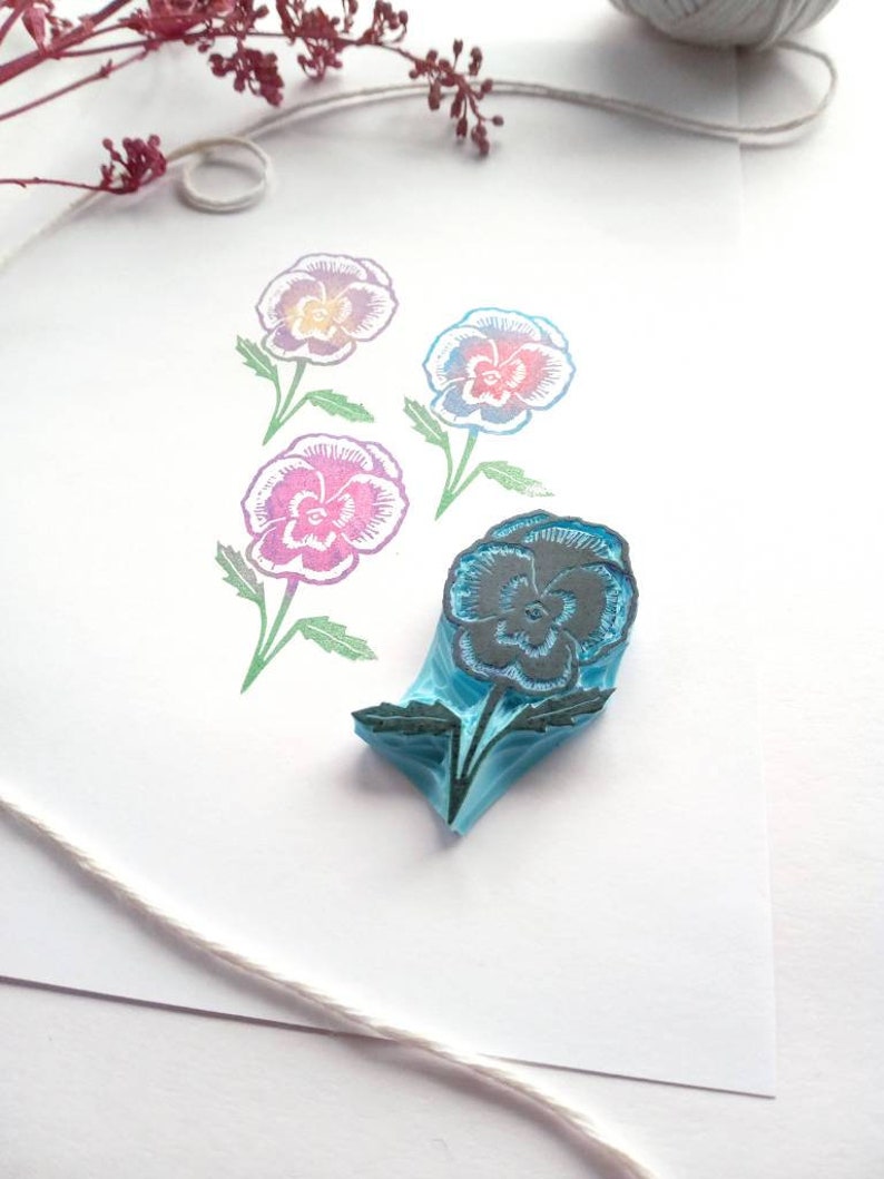 Pansy flower rubber stamp. image 3