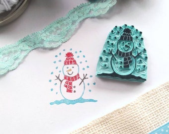 Snowman rubber stamp.