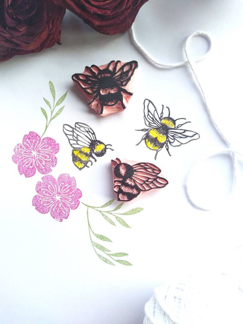 Bumble Bee rubber stamps, insect stamp, nature lover gift image 4