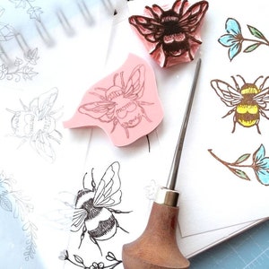 Bumble Bee rubber stamps, insect stamp, nature lover gift image 9