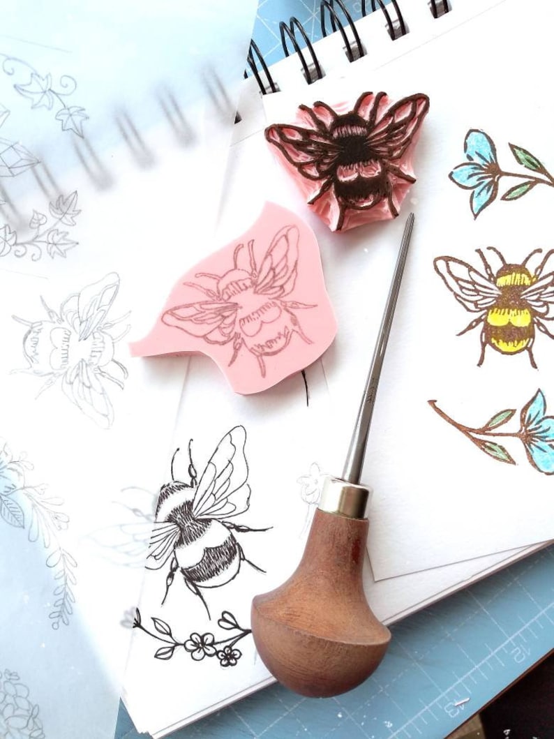 Bumble Bee rubber stamps, insect stamp, nature lover gift image 9