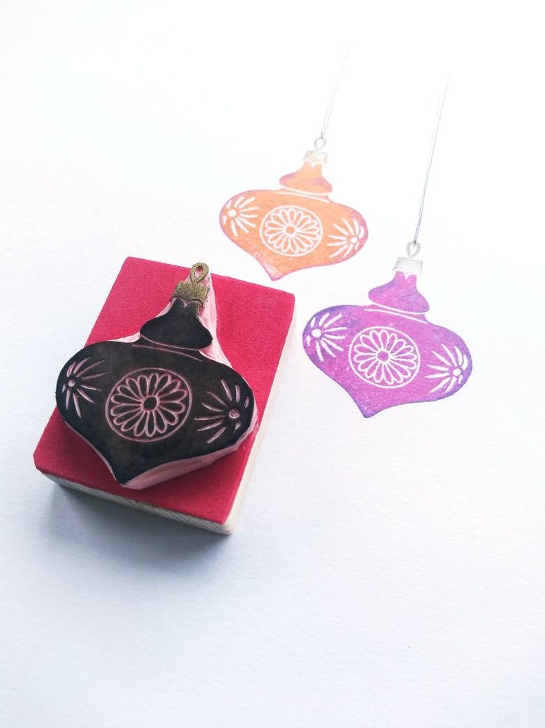 Christmas Decoration Stamp Christmas Bauble Xmas Ornament Stamp Christmas craft Holiday stamp Christmas rubber stamp. image 8