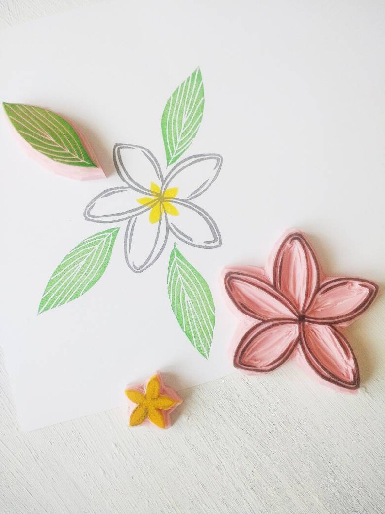 Plumeria rubber stamp tropical flower stamp frangipani Etsy