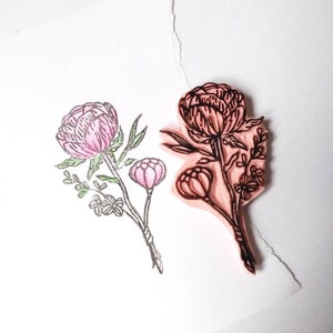 Peony Rubber Stamp, Wedding Flower Stamp for Invitations and Stationery ...