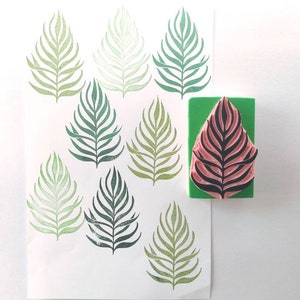 Tropical leaf rubber stamp, palm leaf print, plant lover gift, plant decor image 1