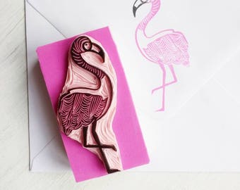 Flamingo rubber stamp - Tropical Bird Stamp - Tropical Decor - Bird Stamp - Summer Stamp - Rubber Stamp - Animal Lover Gift - Flamingo gift