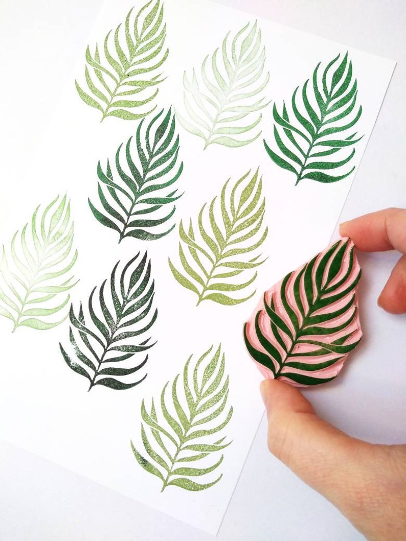 Tropical leaf rubber stamp, palm leaf print, plant lover gift, plant decor image 8
