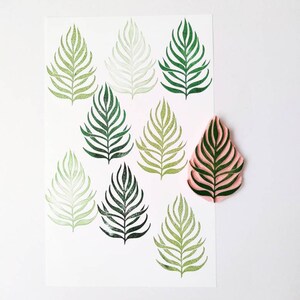 Tropical leaf rubber stamp, palm leaf print, plant lover gift, plant decor image 2