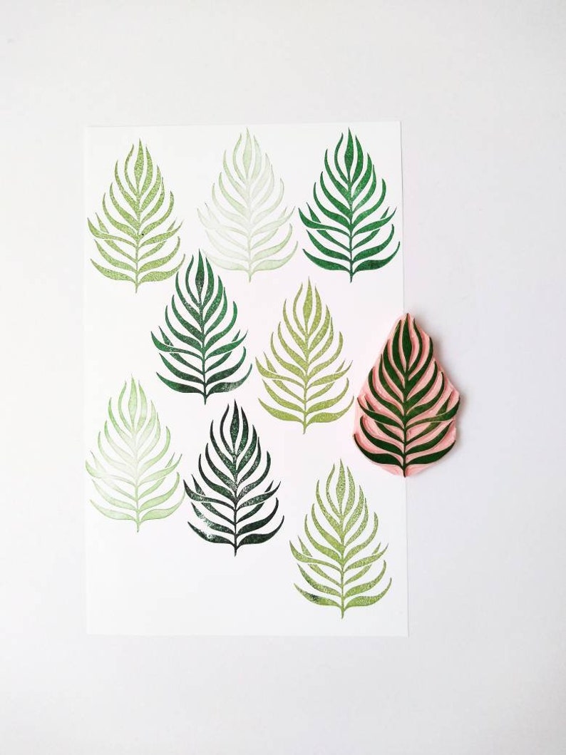 Tropical leaf rubber stamp, palm leaf print, plant lover gift, plant decor image 2