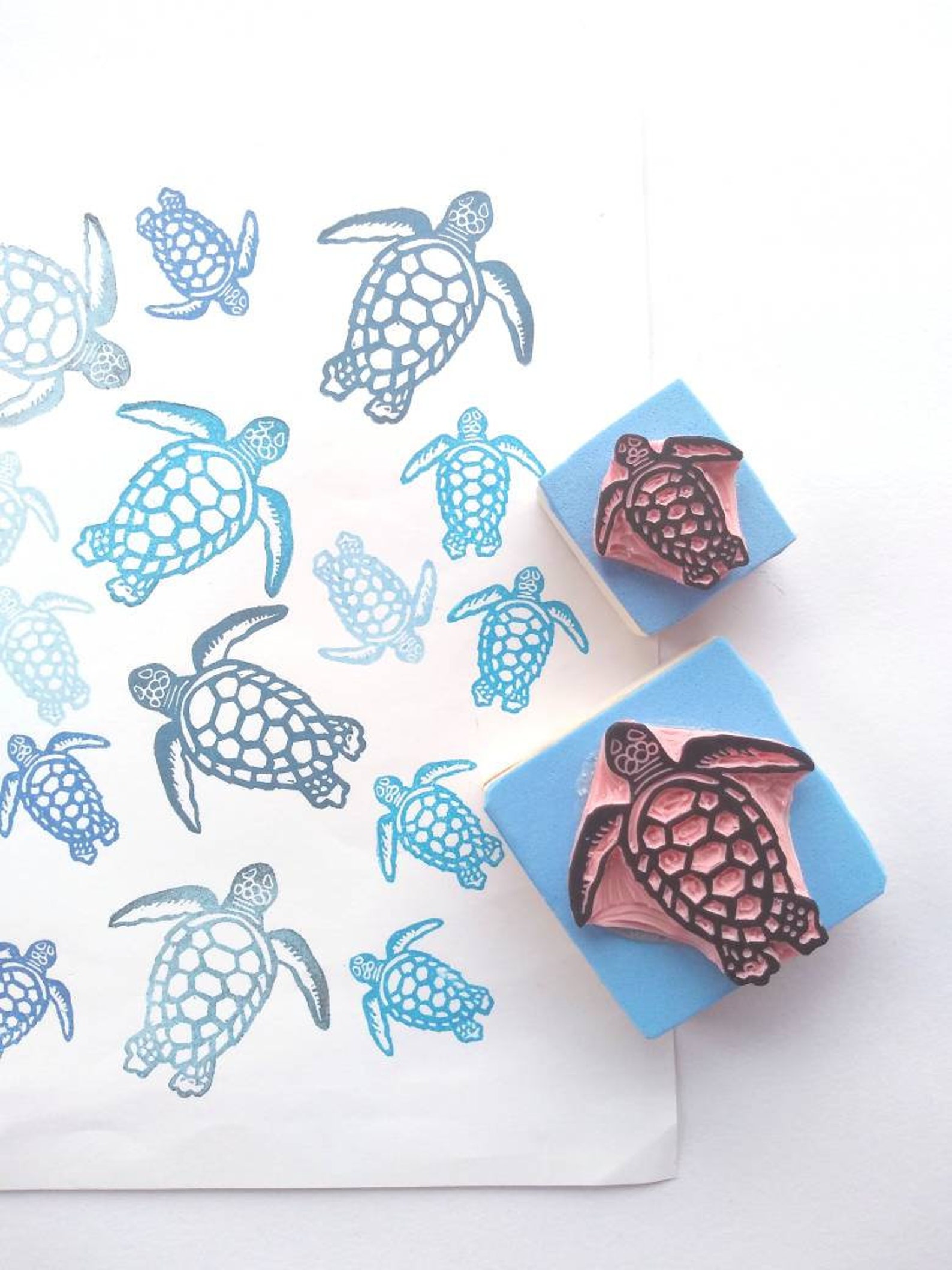 Turtle Rubber Stamp Tropical Sea Turtle Stamp Sealife Stamp Etsy UK