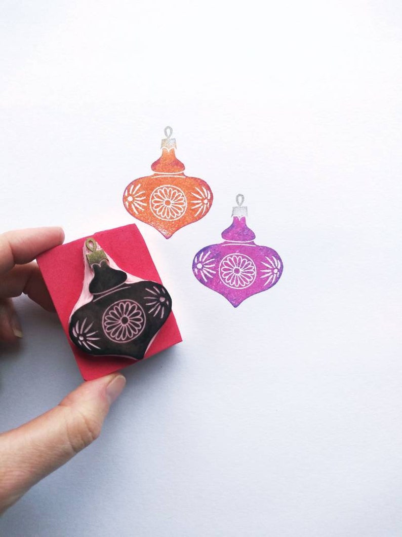 Christmas Decoration Stamp Christmas Bauble Xmas Ornament Stamp Christmas craft Holiday stamp Christmas rubber stamp. image 7