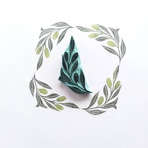 Olive branch rubber stamp, leaf stamp image 6