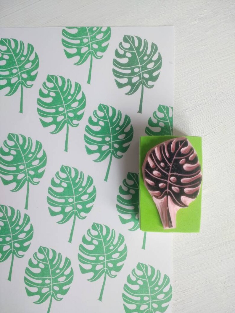 Tropical leaf rubber stamps, monstera leaf, palmetto leaf, fan palm leaf, summer stamps, image 9