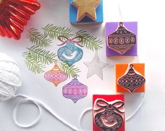 Christmas bauble stamps, star rubber stamp, diy card making