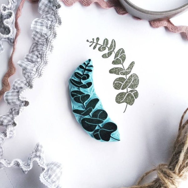 Eucalyptus rubber stamp, herb decor