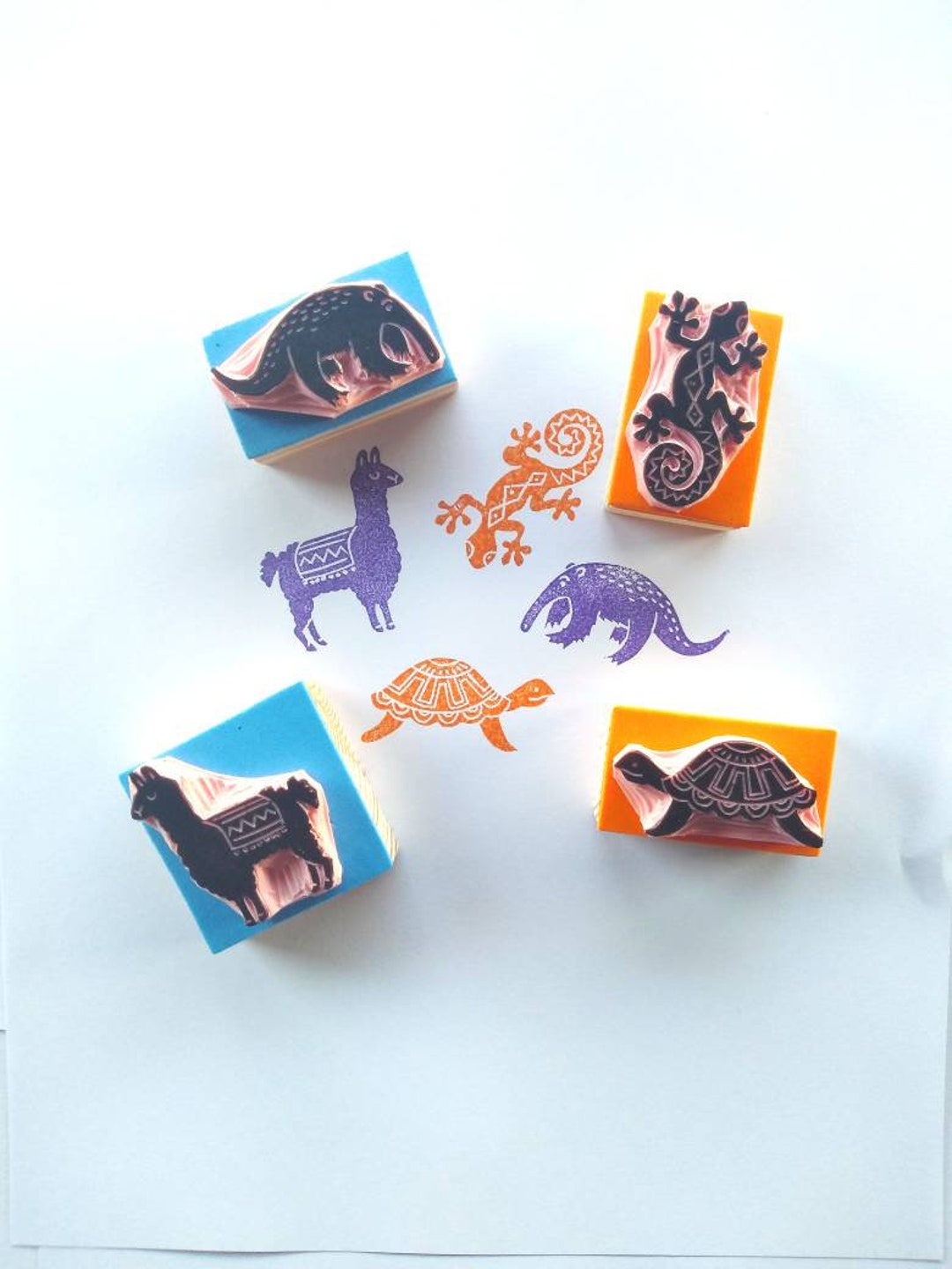 Animal Rubber Stamps, Larma Stamp, Lizard Stamp, Turtle Stamp, Anteater ...