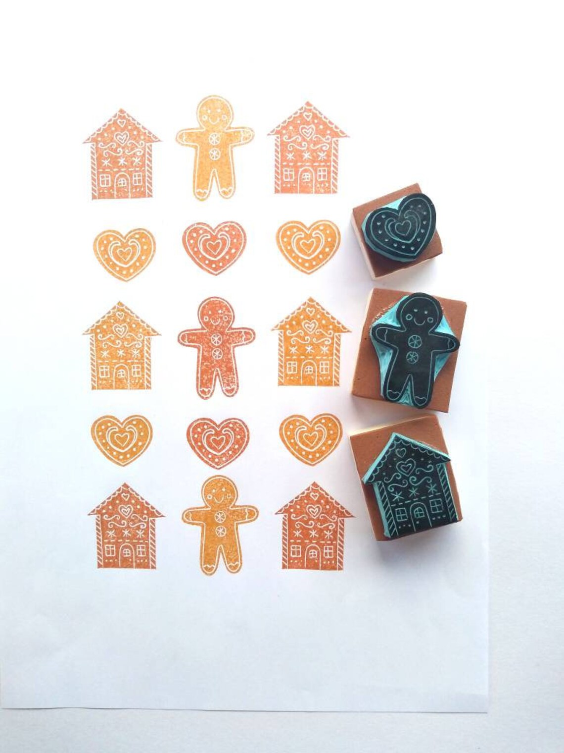 Gingerbread rubber stamp set Etsy